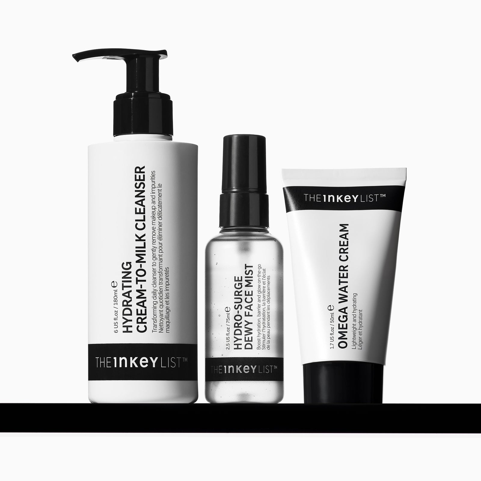 Three skincare products from The Inkey List on a white background