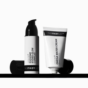 Exosome Hydro-Glow Complex and Omega Water Cream on shelf