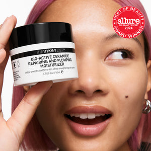 Model with Bio-active with allure 2024 winner award badge