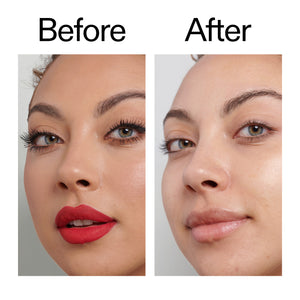 Before and after images of customer using Oat Cleansing Balm