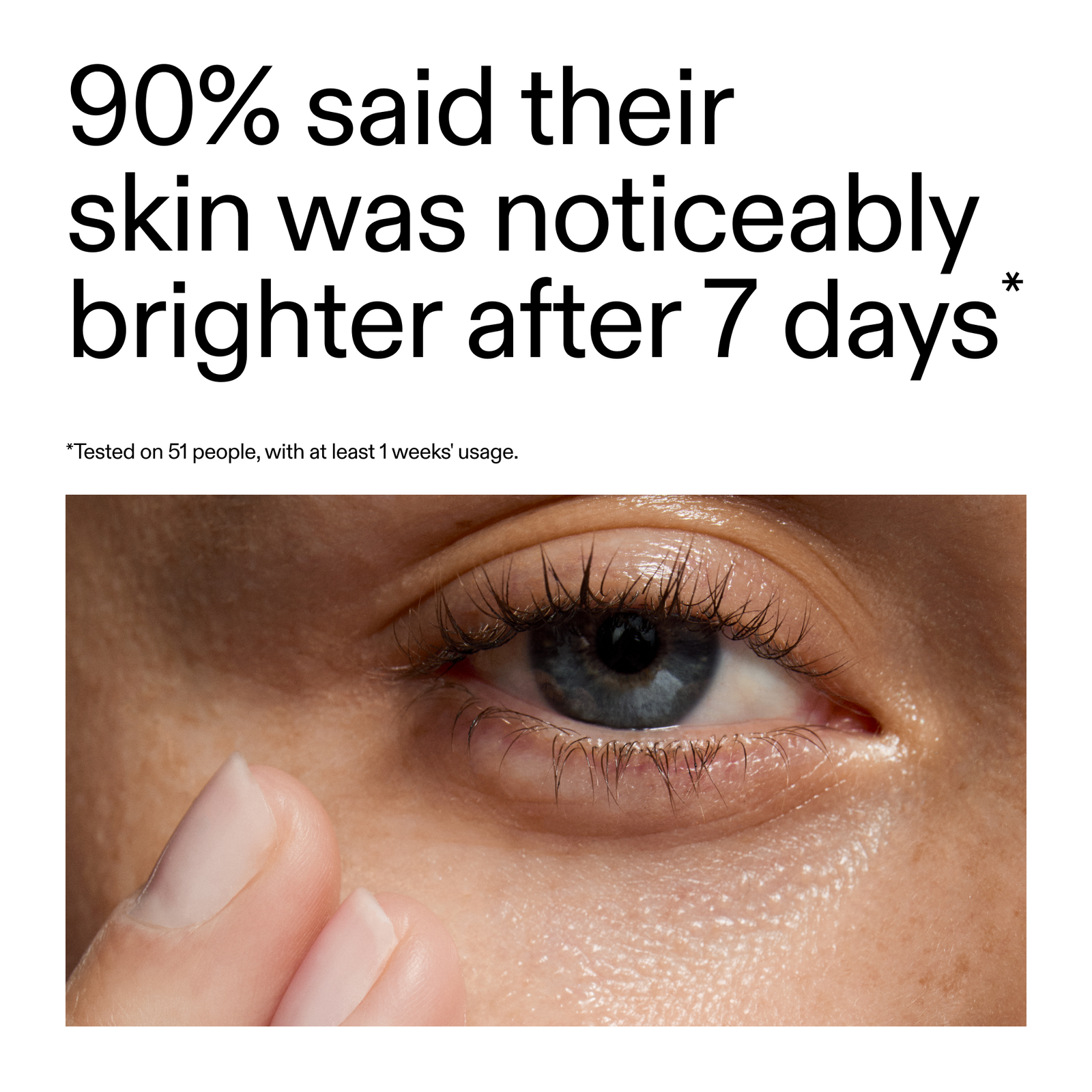 close of someones eye with key claim from recent clinical study using Fulvic acid cleanser
