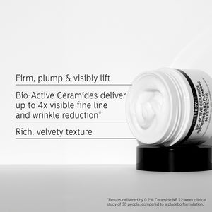 Bio-Active Moisturizer: Firms, plumps, and reduces fine lines up to 4x.* Rich, velvety texture.