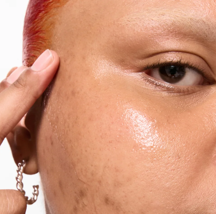 close up of womans cheek