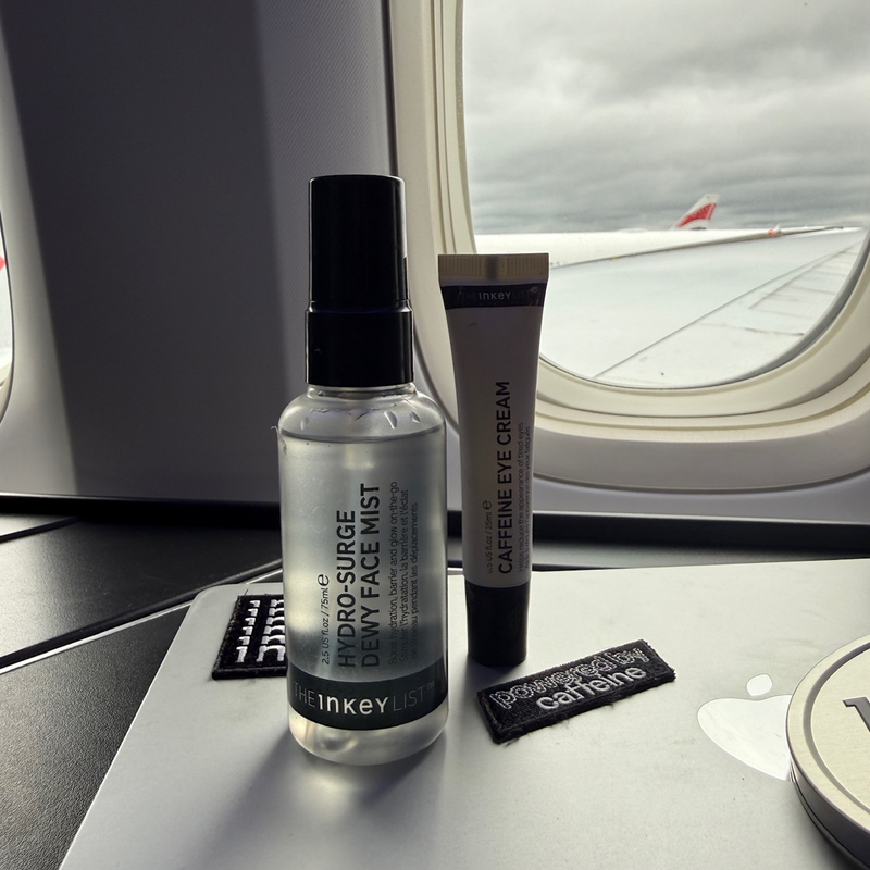 skincare in an aeroplane