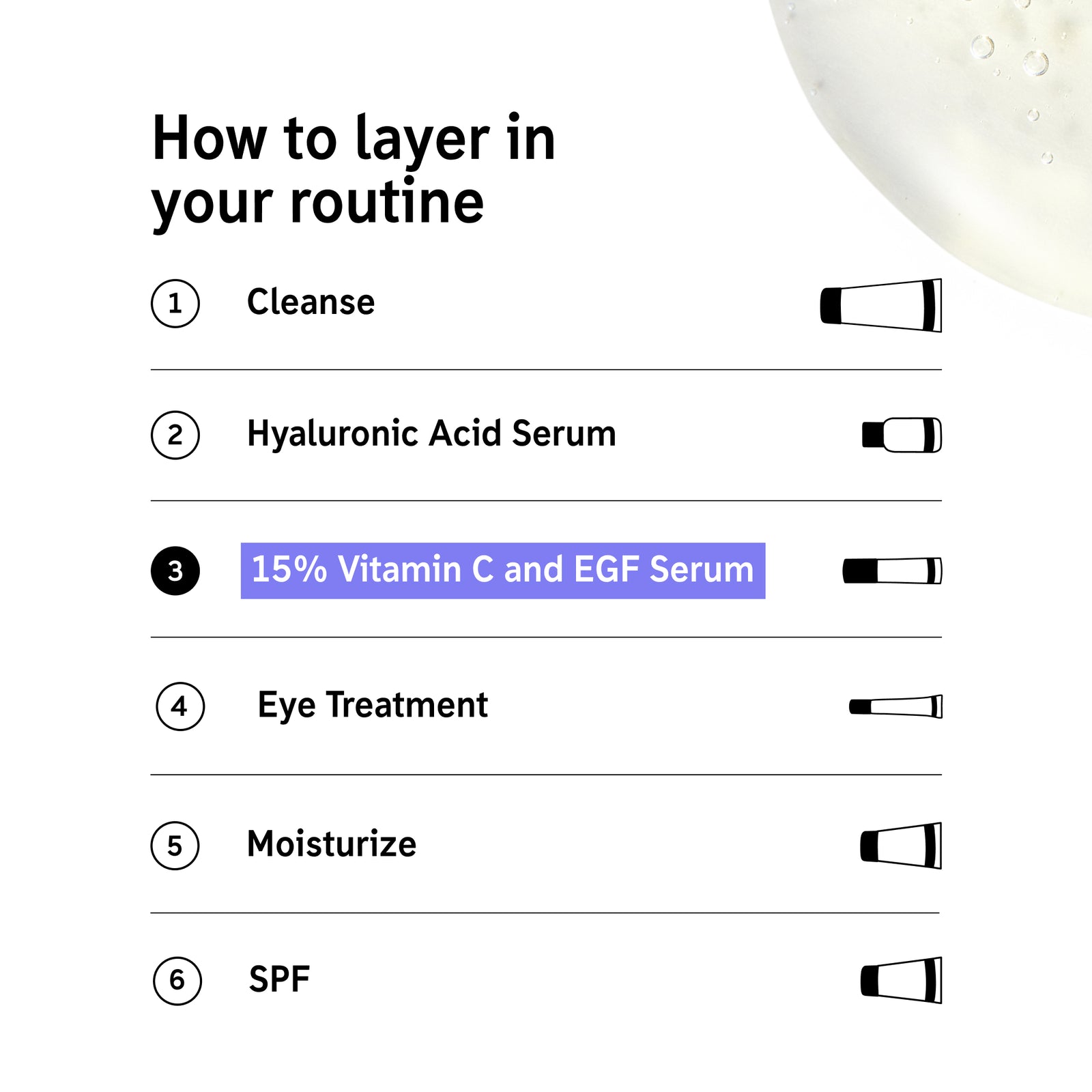 How to layer 15% Vitamin C & EGF Serum in your routine.