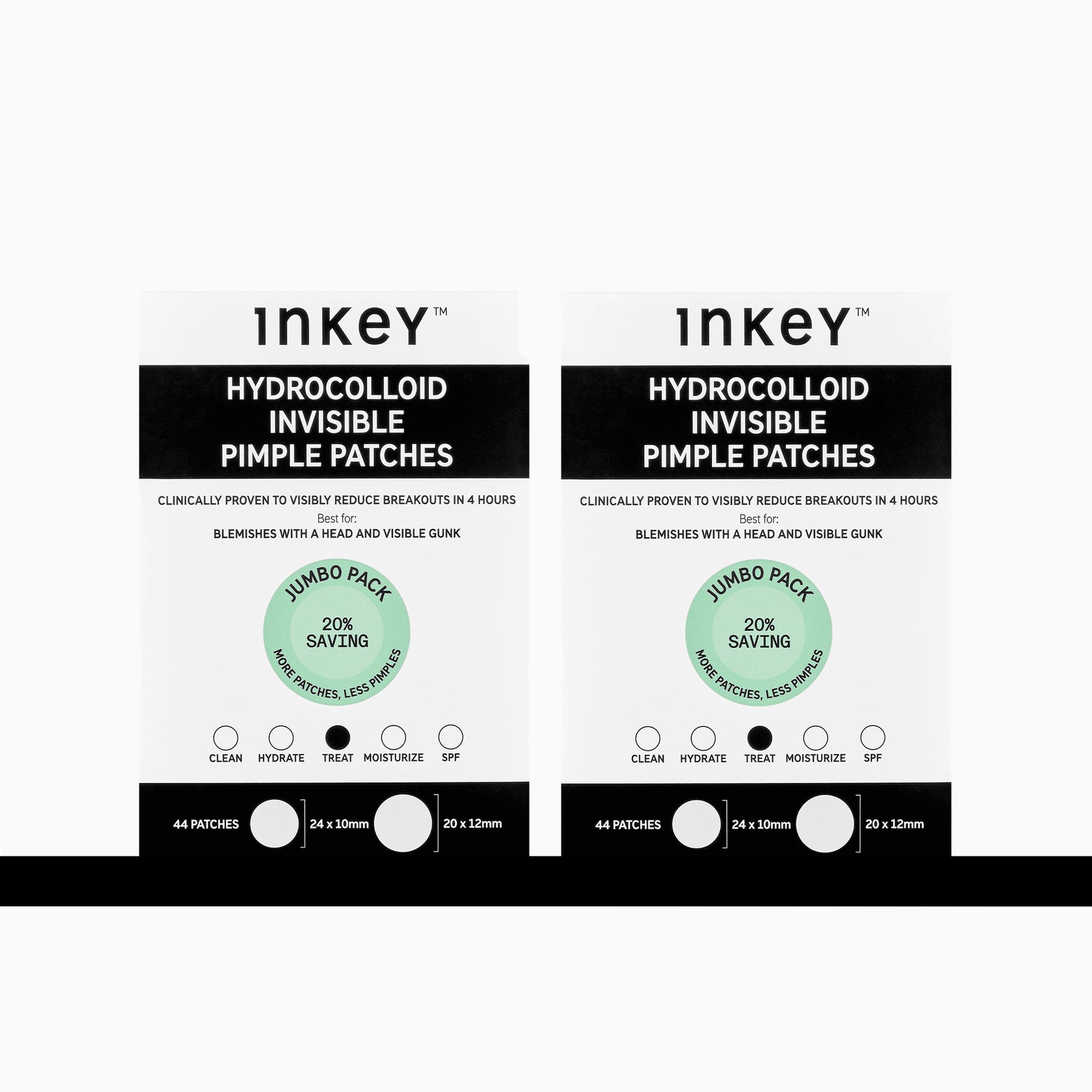 Inkey Hydrocolloid Invisible Pimple Patch packaging with product details on a white background