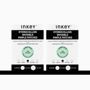 Inkey Hydrocolloid Invisible Pimple Patch packaging with product details on a white background
