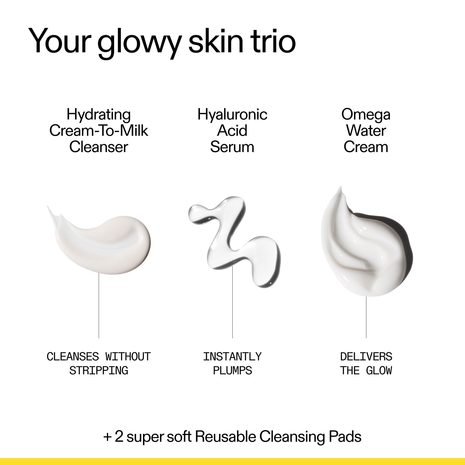Skincare product in Glow Hard or Go Home Set with descriptions and icons on a white background