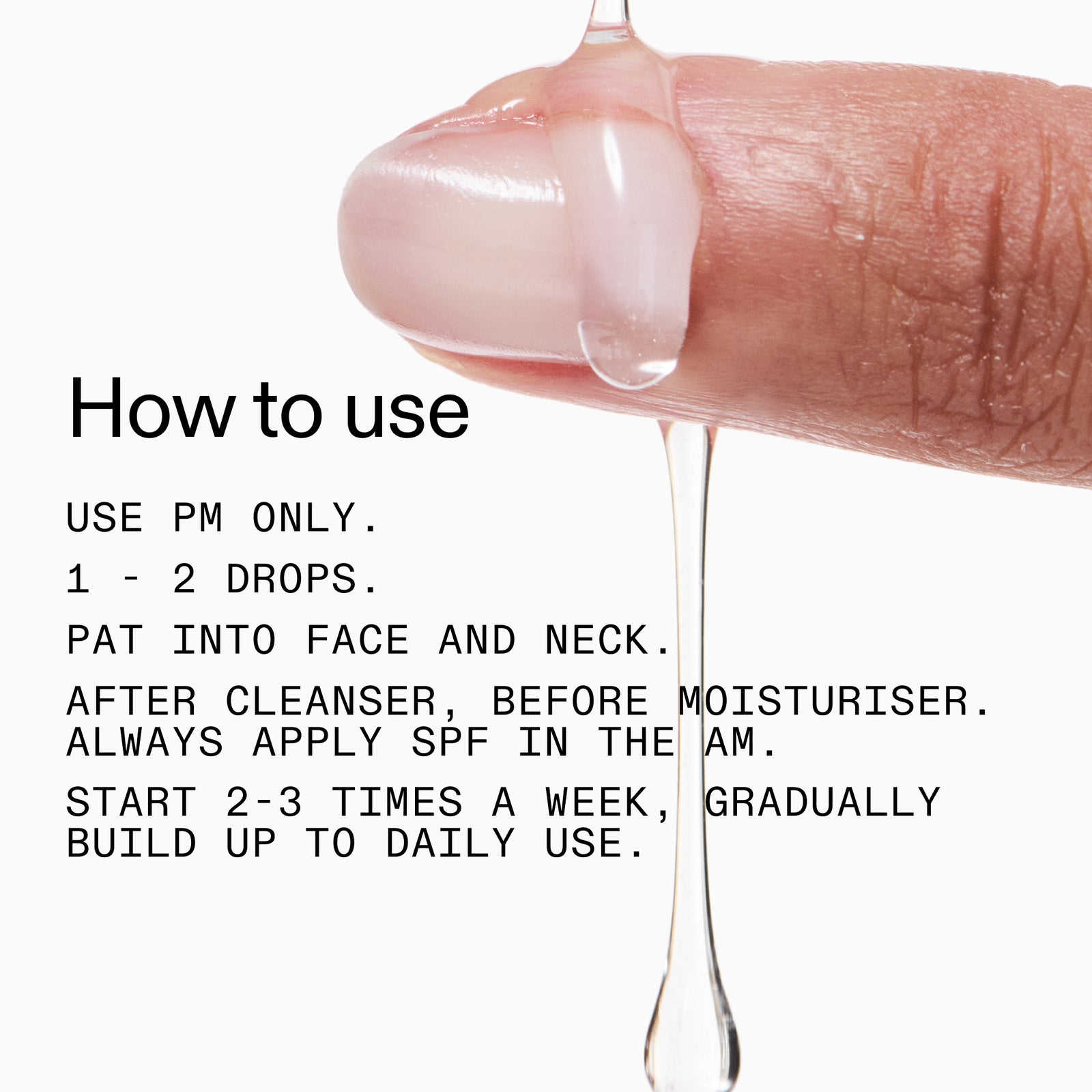 Close-up of Glycolic Acid Toner and usage instructions on a white background