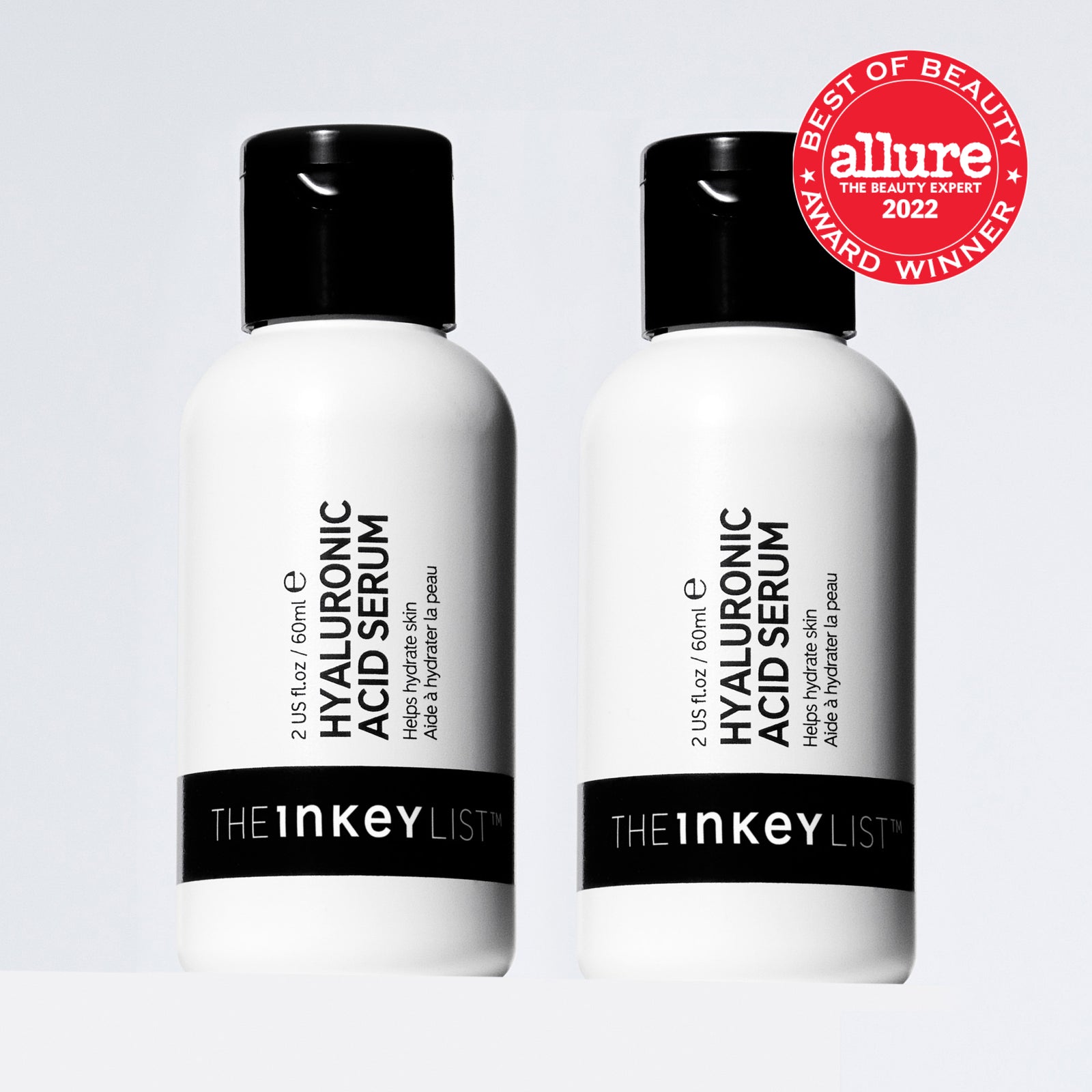 Hyaluronic Acid Serum  duo hero shot with allure 2022 winner badge