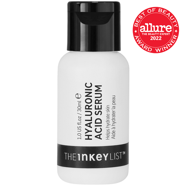 Hyaluronic Acid Serum 30ml pack shot with award badge
