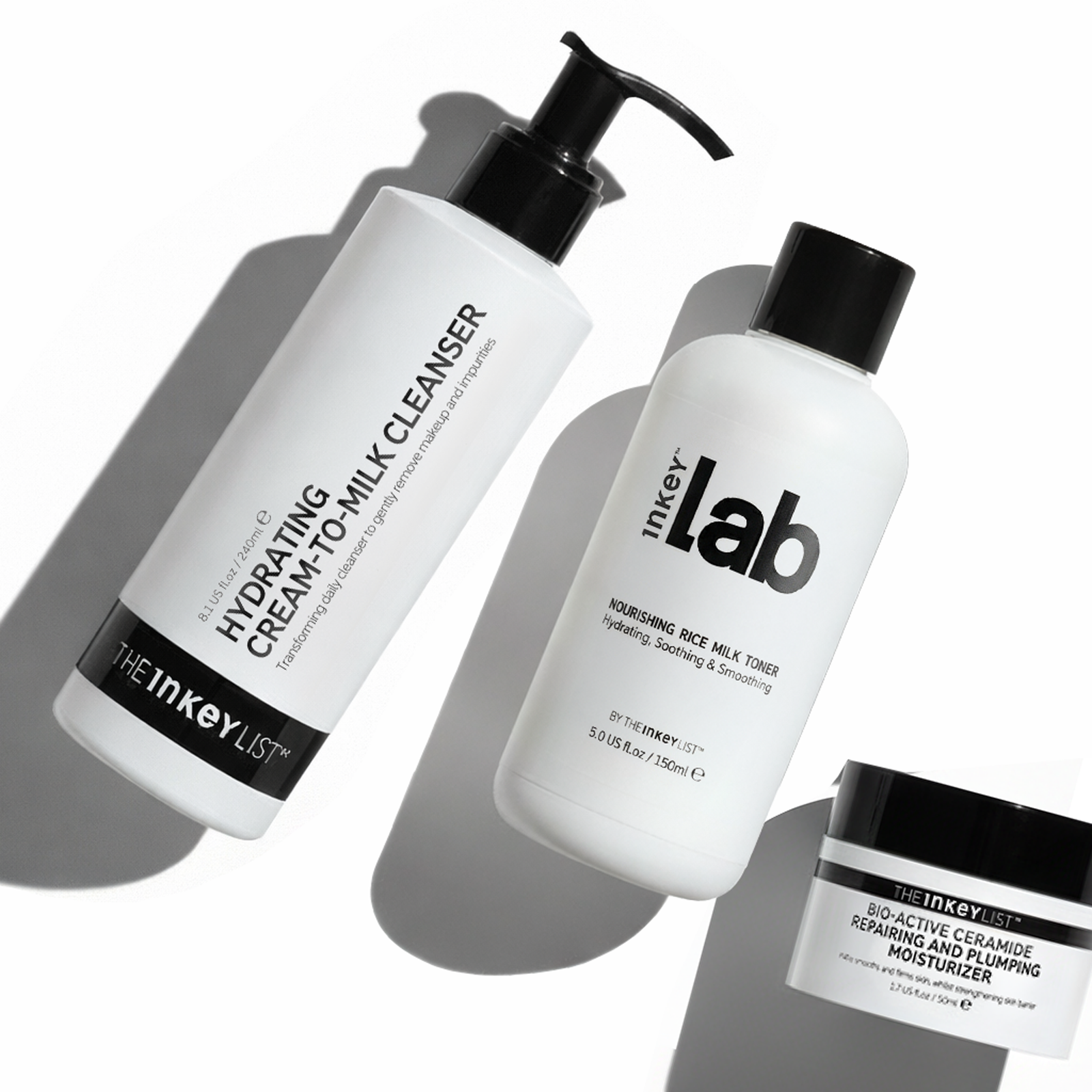 Inkey List skincare products on a white background