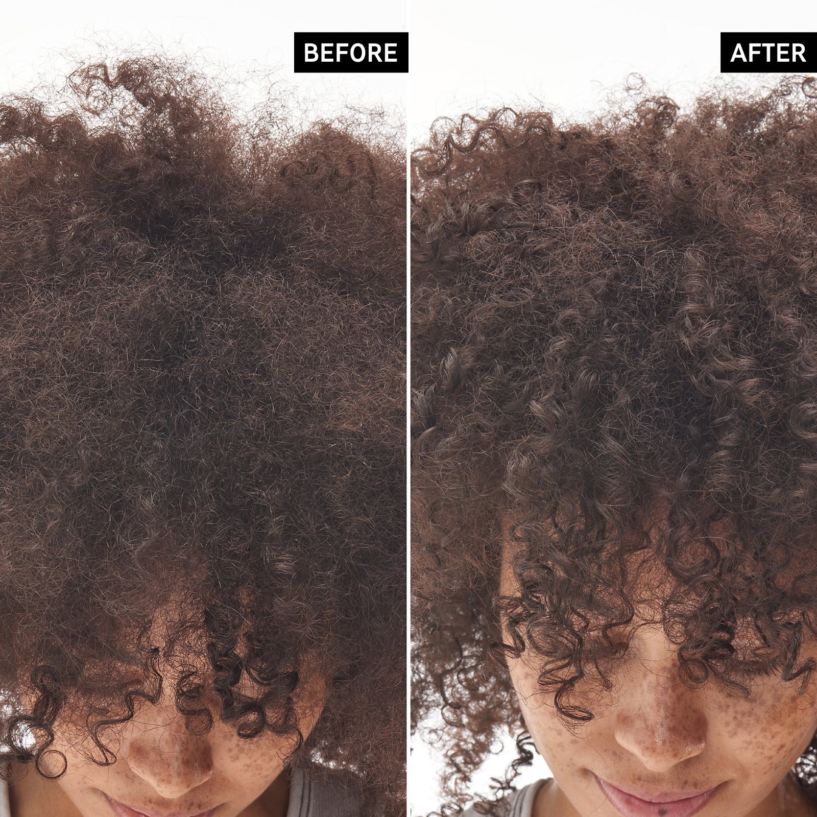 Before and after of using Hyaluronic Acid Hydrating Hair Treatment