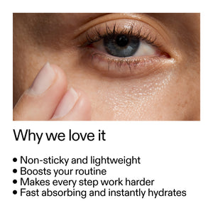 key benefits of using Hyaluronic acid serum and woman's eye