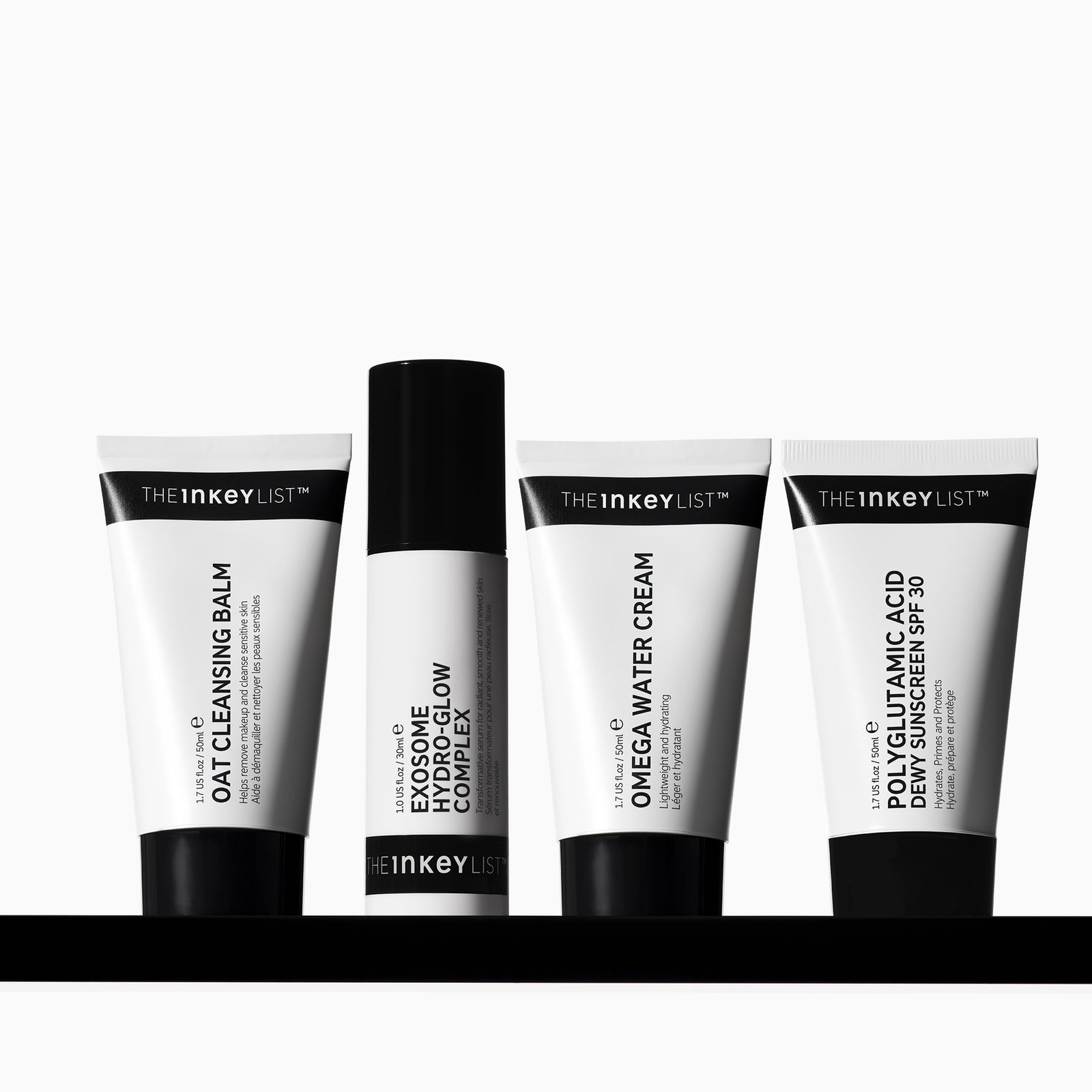 Set of The Inkey List skincare products on a white background