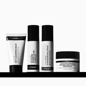 Set of skincare products from The Inkey List on a white background