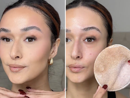 Before & after using oat cleansing balm