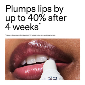 Tripeptide Plumping Pink Lip Balm with text claiming 40% lip plumpness after 4 weeks.