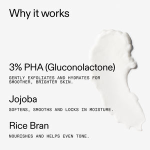 PHA Body Water Cream ingredients and benefits on a white background