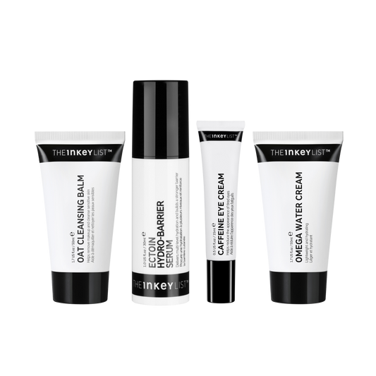 Set of The INKEY List skincare products on a white background