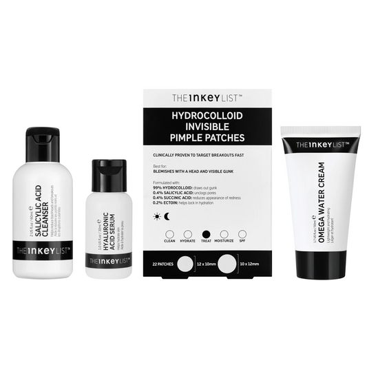 Set of skincare products from The Inkey List on a white background
