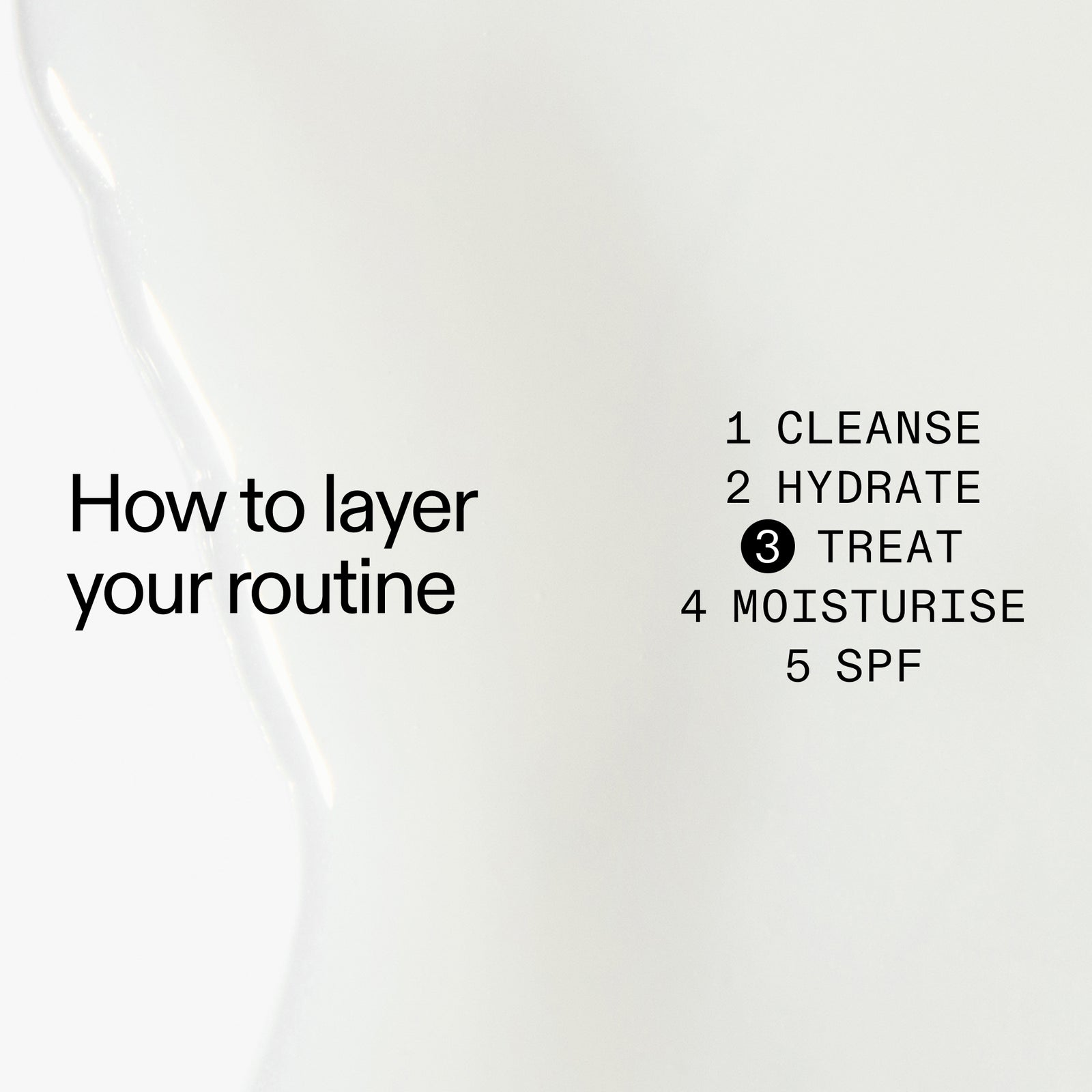 Text on a white background explaining how to Polyglutamic Acid Serum in a skincare routine with steps listed.