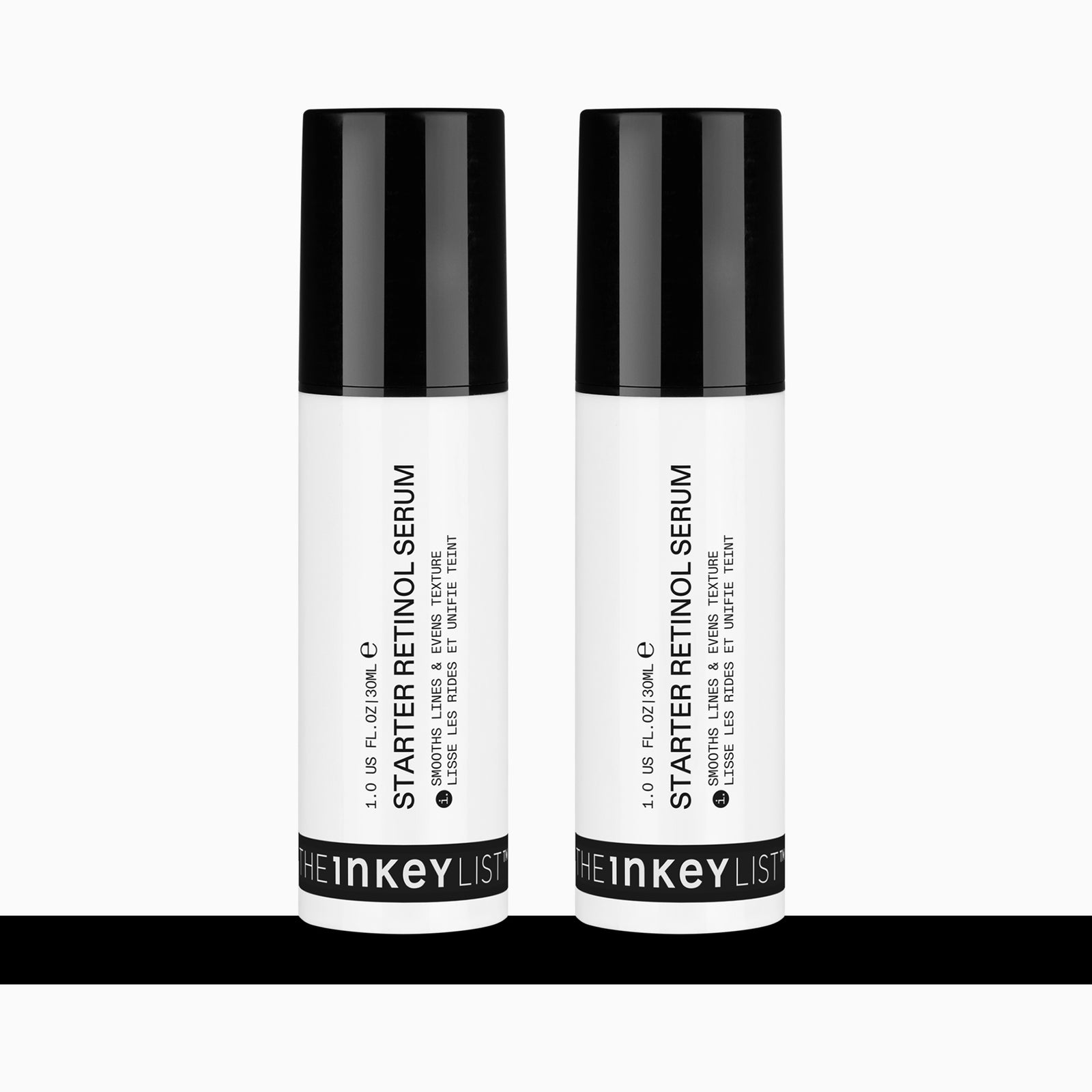 Two bottles of The Inkey List Starter Retinol Serum on a white background