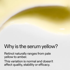 Yellow serum with text explaining its color and properties