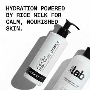 2 inkey bottles and copy 'hydration powered by rice milk for calm, nourished skin