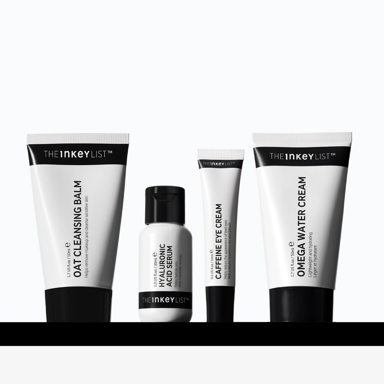 Set of skincare products from The Inkey List on a white background