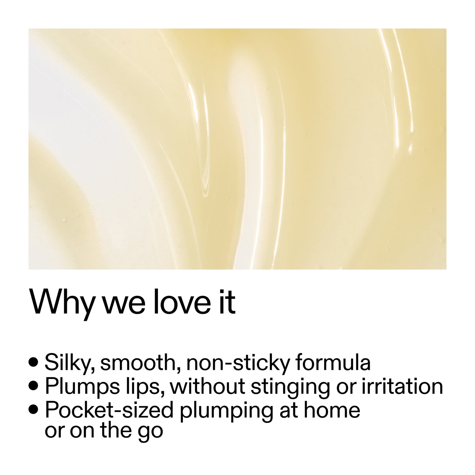 Tripeptide Plumping Lip Balm on a white background with key product benefits
