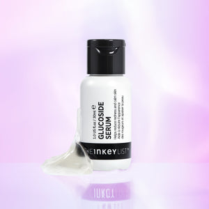 Glucoside Serum product on purple background