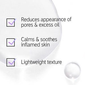 Phytic Acid Serum texture shot with text overlay listing the 3 main benefits